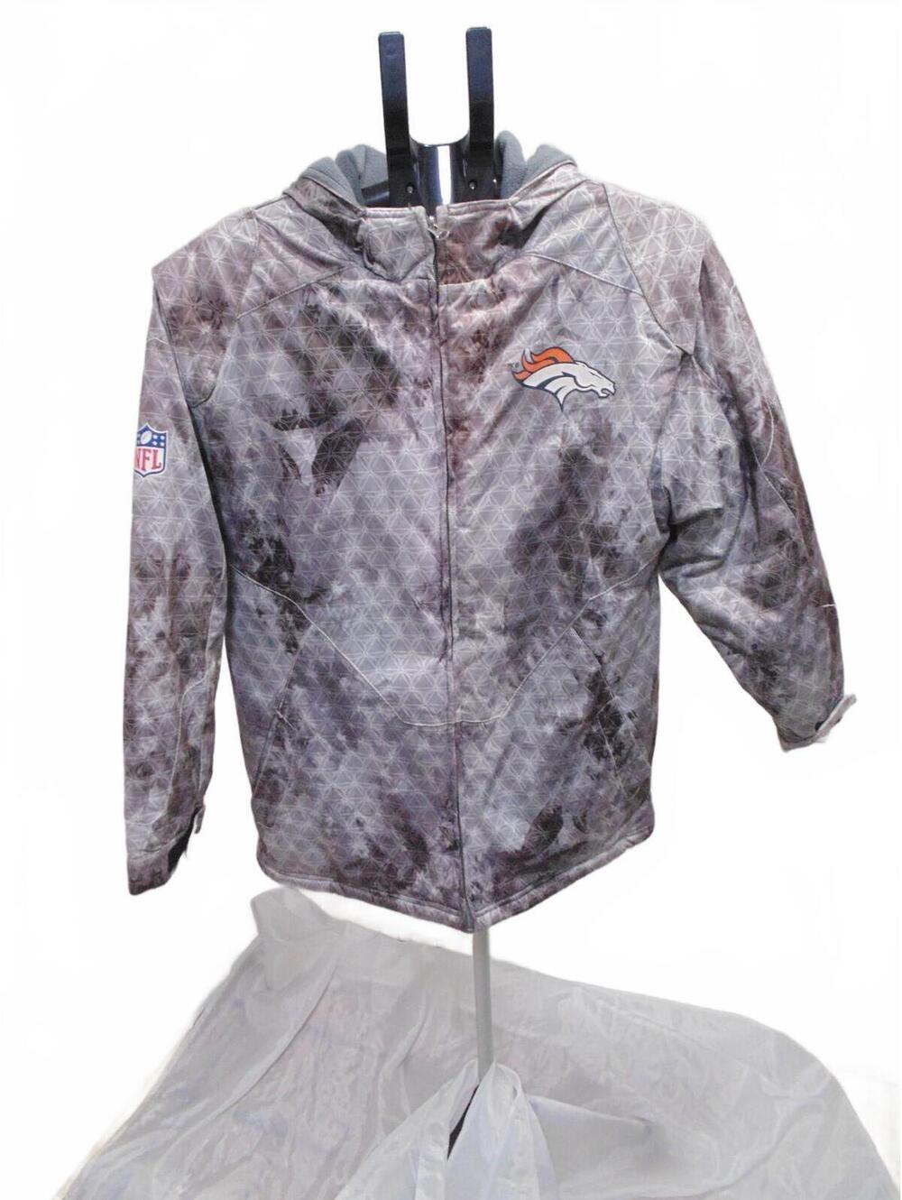 Reebok Denver Broncos NFL On Field Football Jacket Youth L 14-16 Gray Hooded